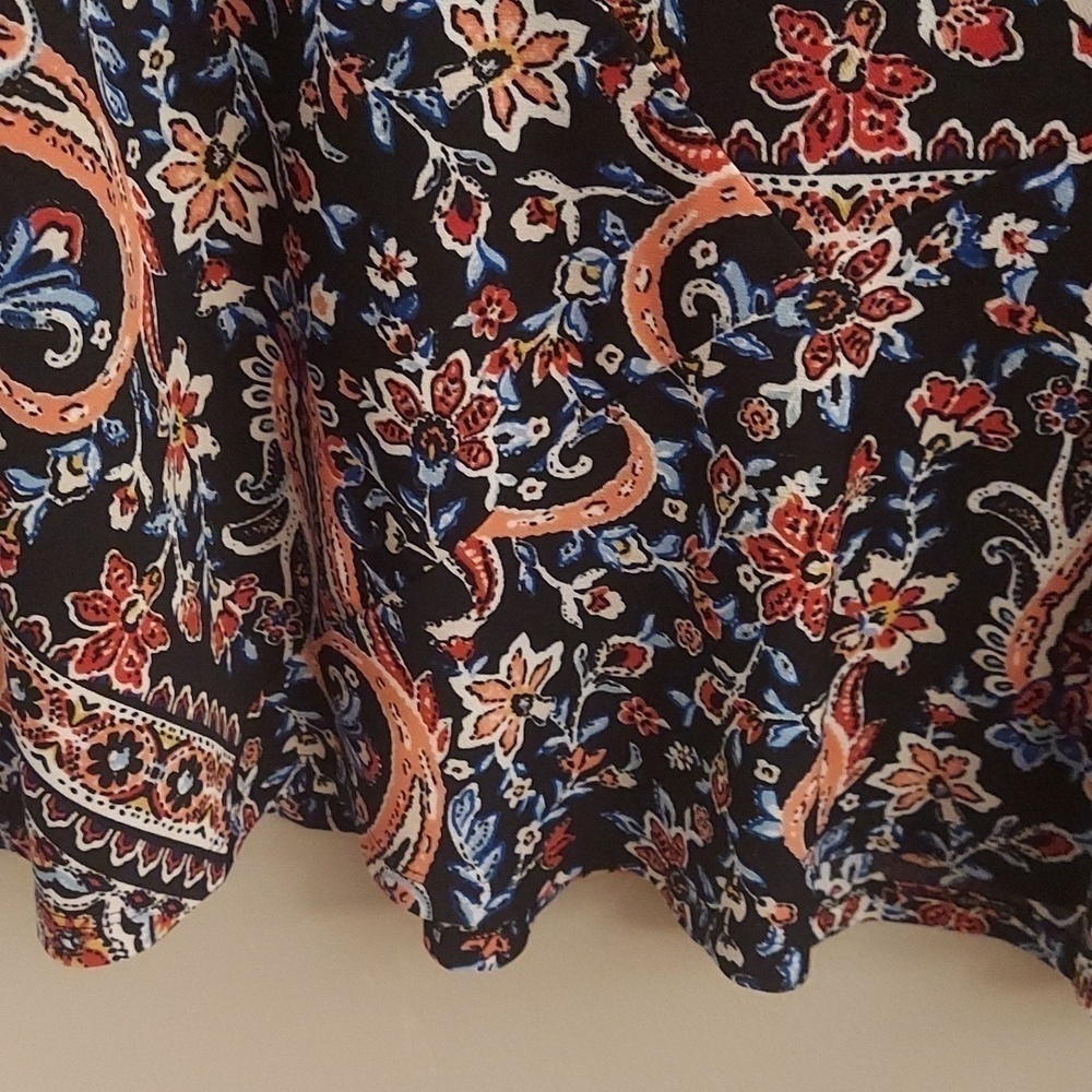 Roz & Ali Xl Navy Paisley Pull On Midi Skirt Cottagecore — image 4 of 8